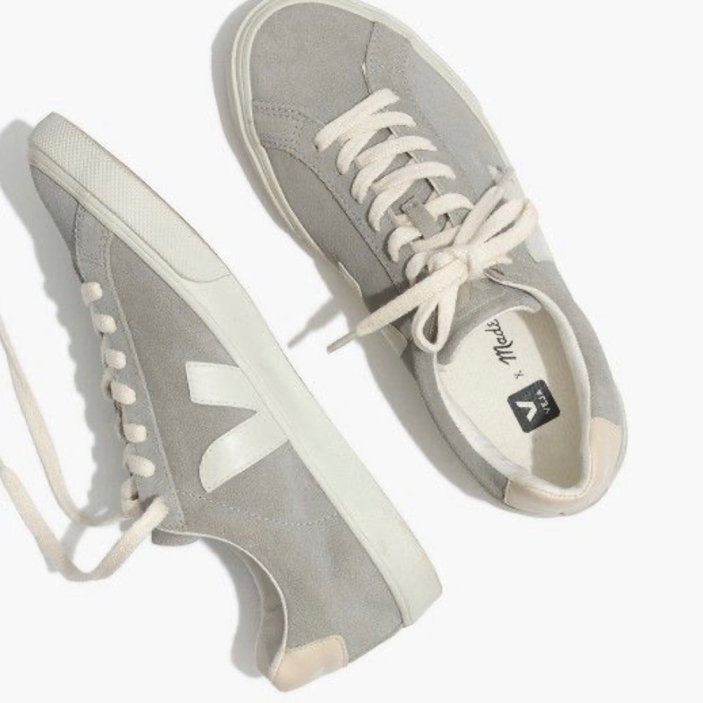 Madewell x Veja Light Grey & Beige Suede Casual Esplar Low Sneakers I US 8